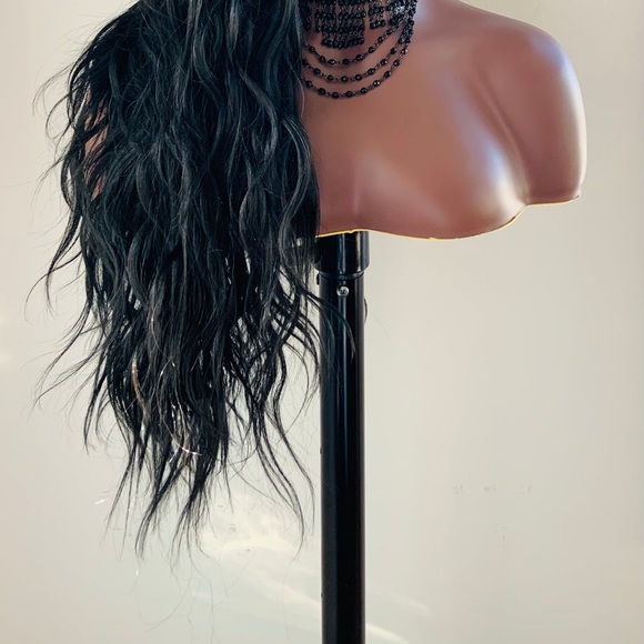 A Pretty “Put On & Go” Long Black Premium Fiber Headband Wig - Daily Wear/Event - Picture 12 of 16